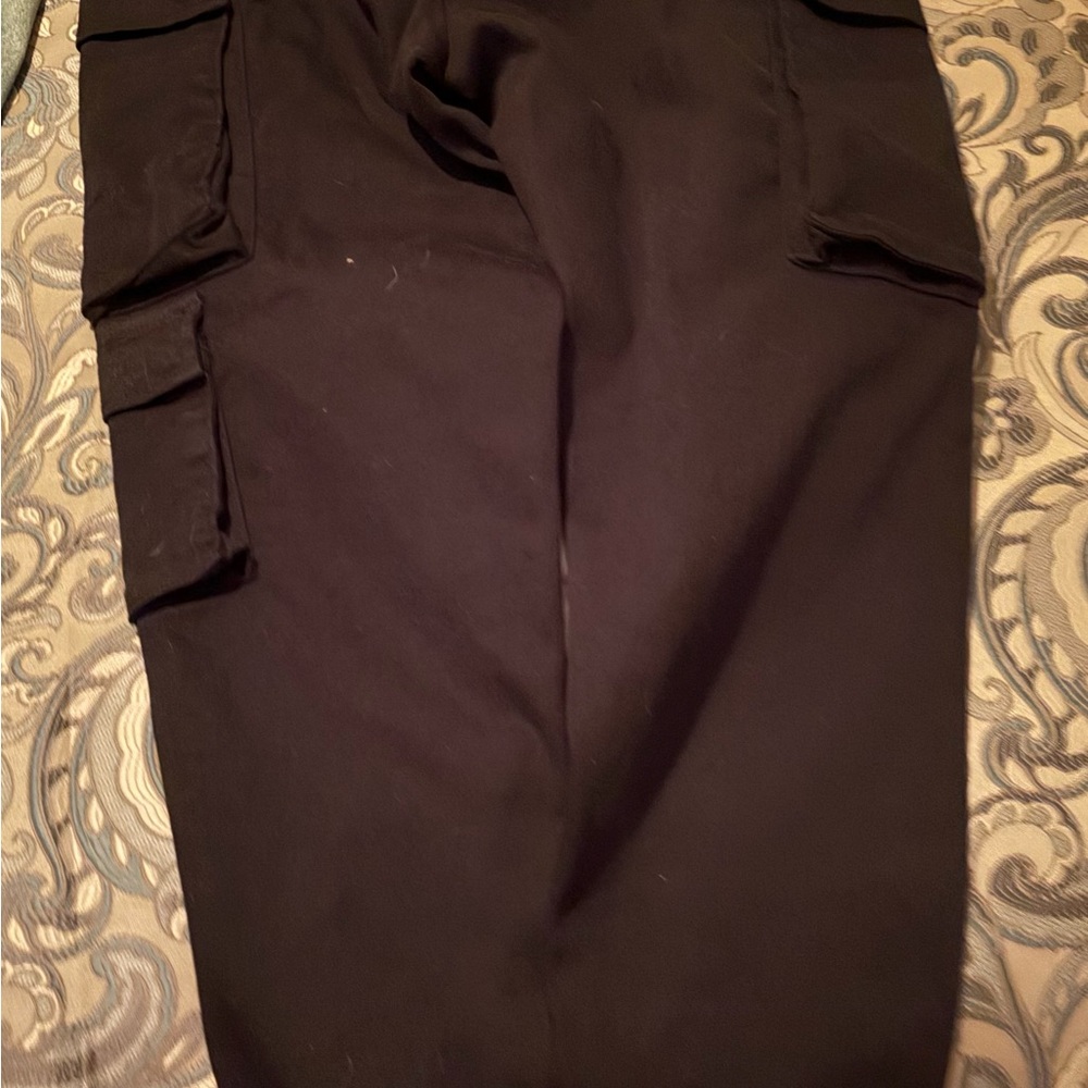 Black cargo pants; scrunch bottom